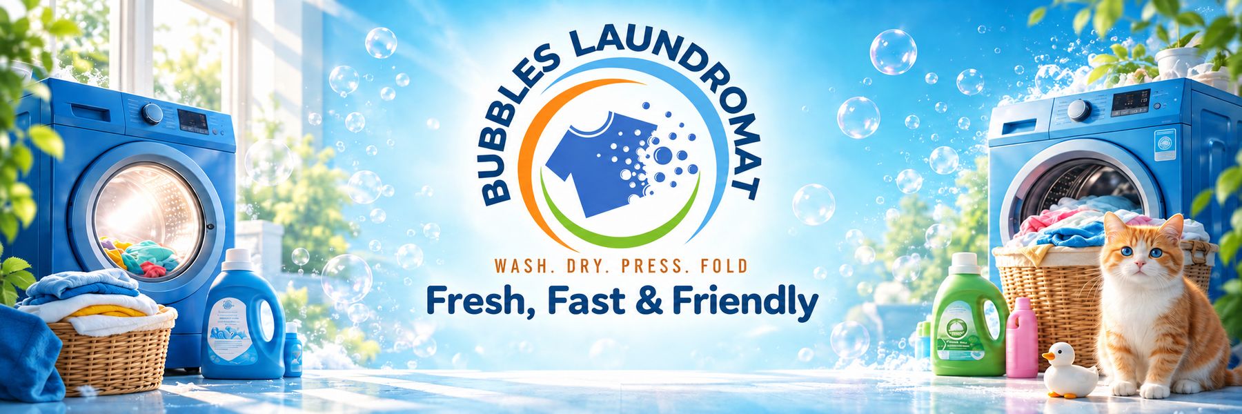 Bubbles Laundromat – Wash. Dry. Press. Fold. Fresh, Fast & Friendly